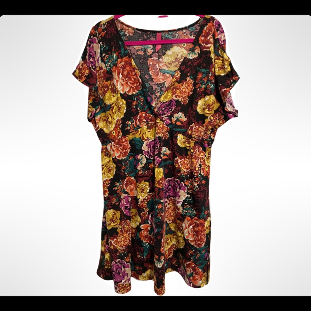 Floral mock wrap dress 2x